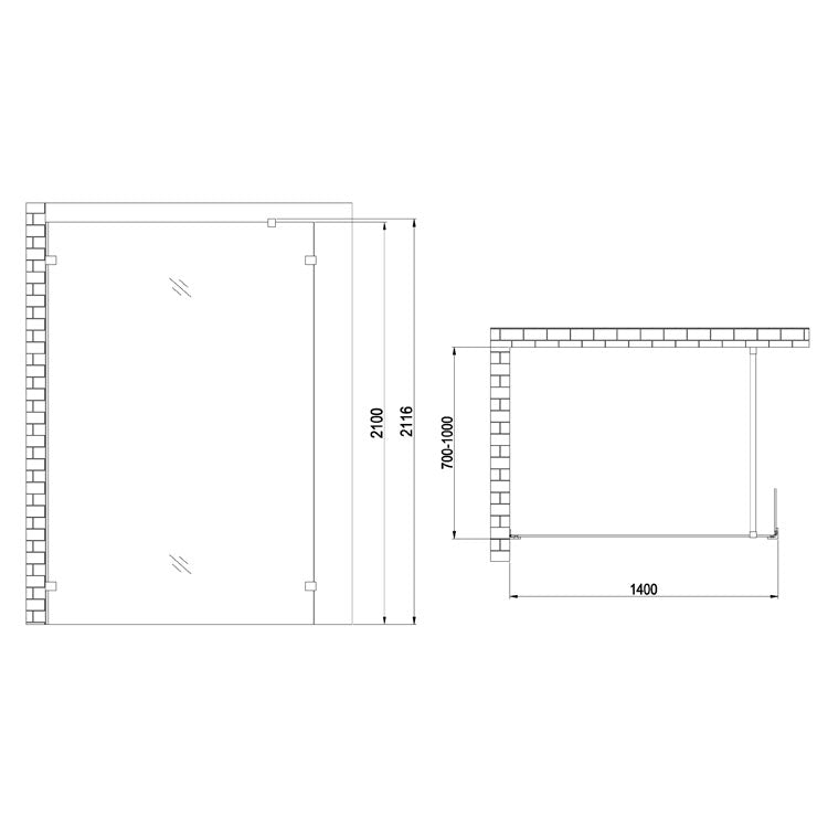 Kabina prysznicowa Walk-in Czarna AWT LY1401-B (140x210cm)