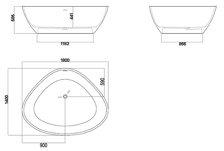 Wanna wolnostojąca z konglomeratu BS-533 (180x140x56,5cm)