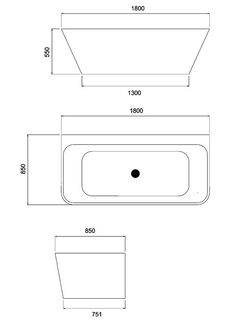 Wanna wolnostojąca z konglomeratu StoneArt BS-519 (180x85x55cm)