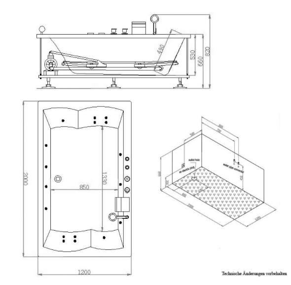 Dwuosobowa wanna z hydromasażem AM185JDTSZ (200x120x66cm)