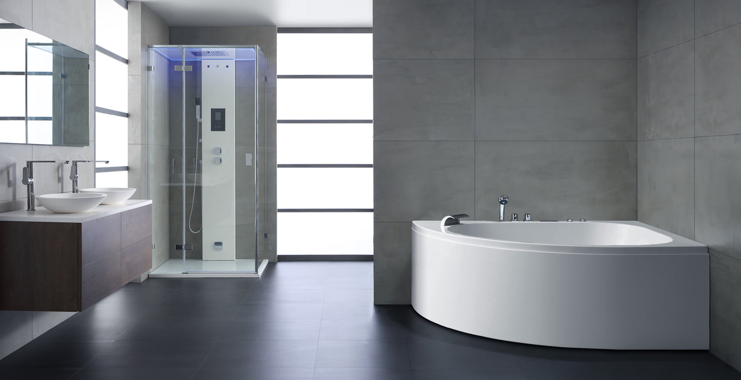 Narożna asymetryczna wanna z hydromasażem lewa GE118E (180x130x66cm)