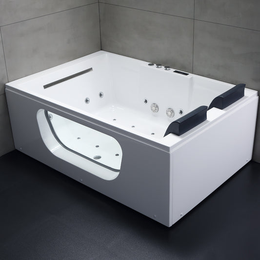 Prostokątna dwuosobowa wanna z hydromasażem AWT GE123TSL (188x125x70cm)