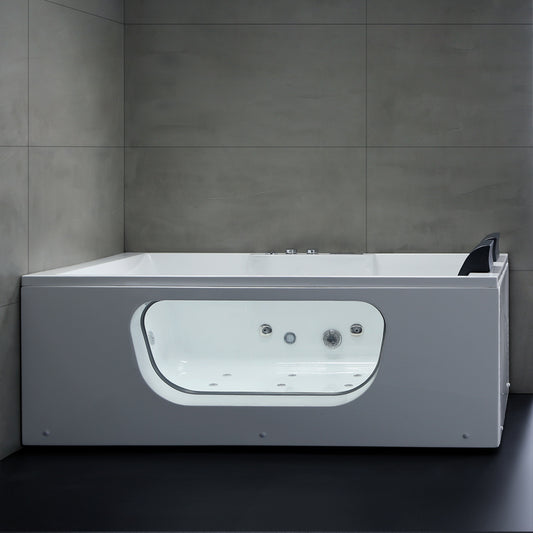 Prostokątna dwuosobowa wanna z hydromasażem AWT GE123TSL (188x125x70cm)