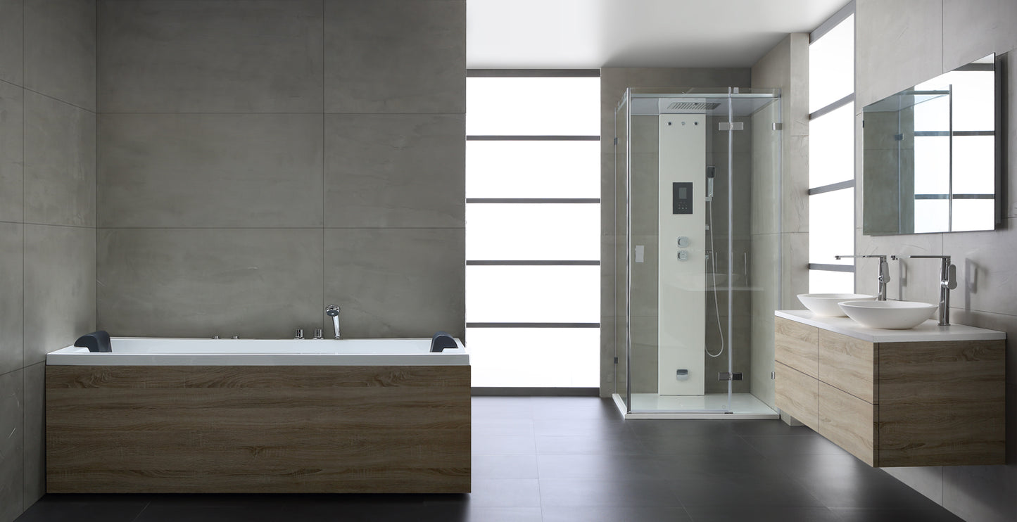 Dwuosobowa prostokątna wanna z hydromasażem prawa GE 108E (190x90x62cm)