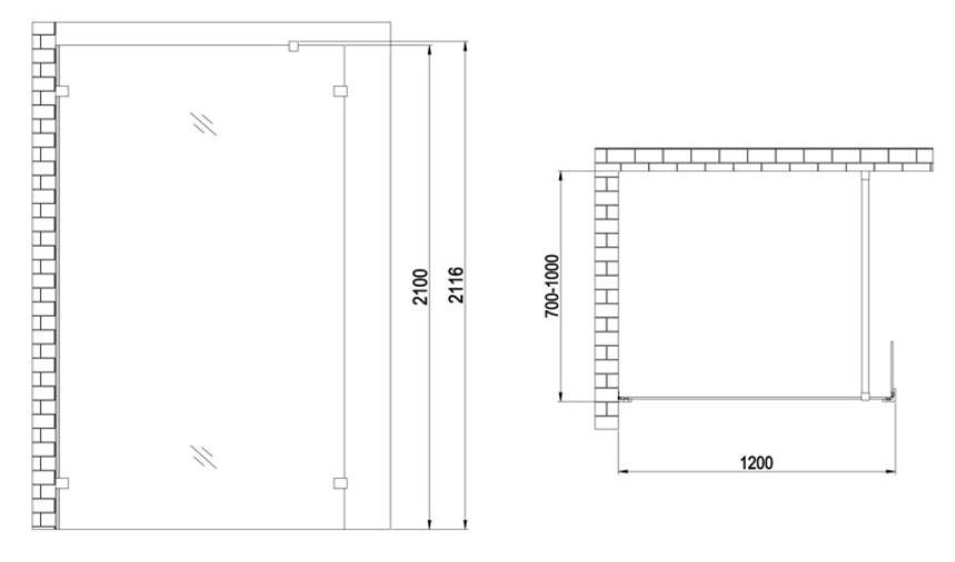 Kabina prysznicowa Walk-in Czarna AWT LY1201-B (100x210cm)