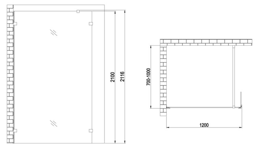 Kabina prysznicowa Walk-in AWT LY1201 (100x210cm)