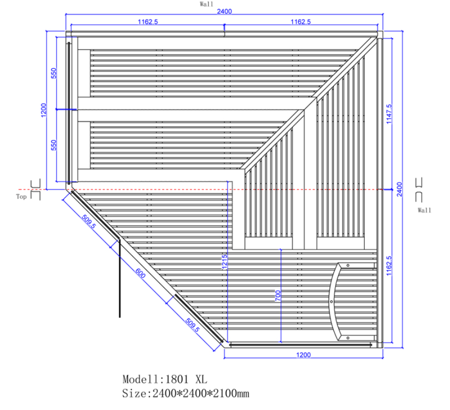 Sauna z drewna sosnowego AWT E1806XL (240x240x210)