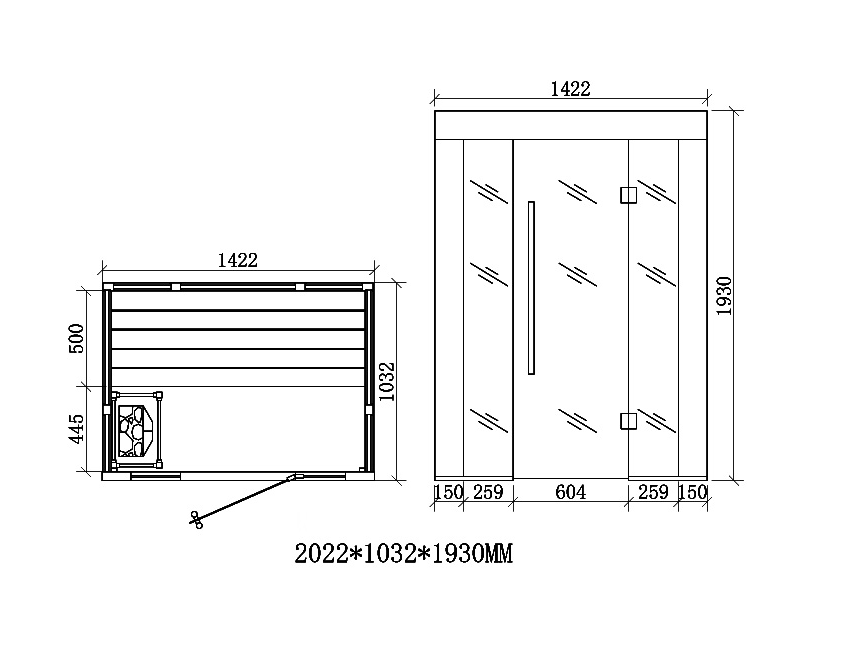 Sauna E1203C z drewna topolowego 142x103 6,8KW