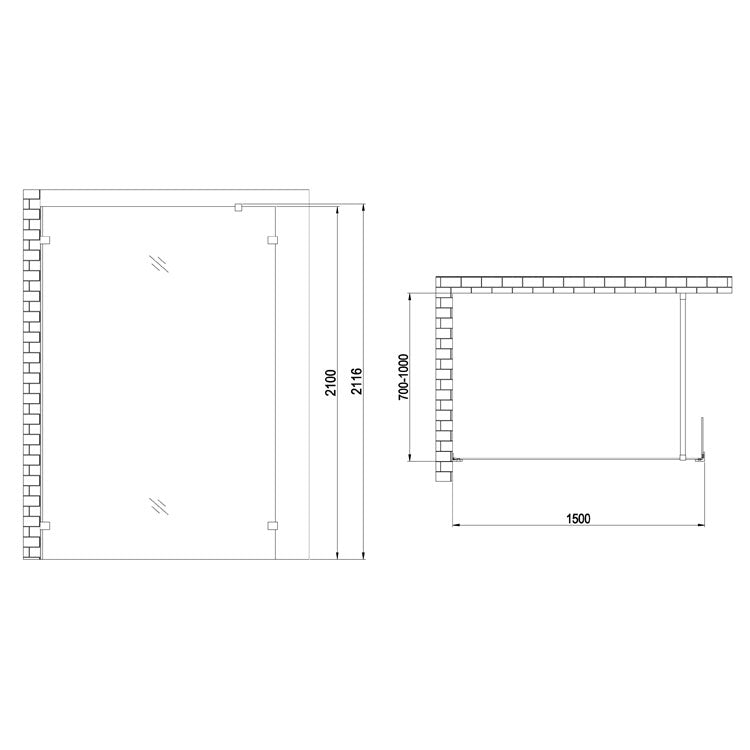 Kabina prysznicowa Walk-in Czarna AWT LY1501-B (150x210cm)