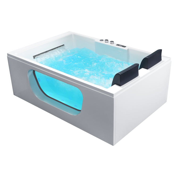 Prostokątna dwuosobowa wanna z hydromasażem AWT GE123TSL (188x125x70cm)