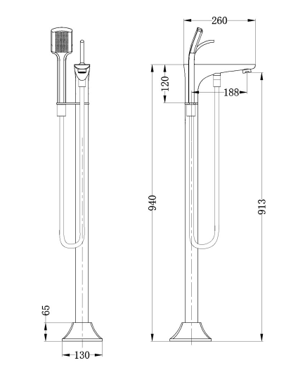 Bateria wannowa wolnostojaca Brez 730655-S czarny mat